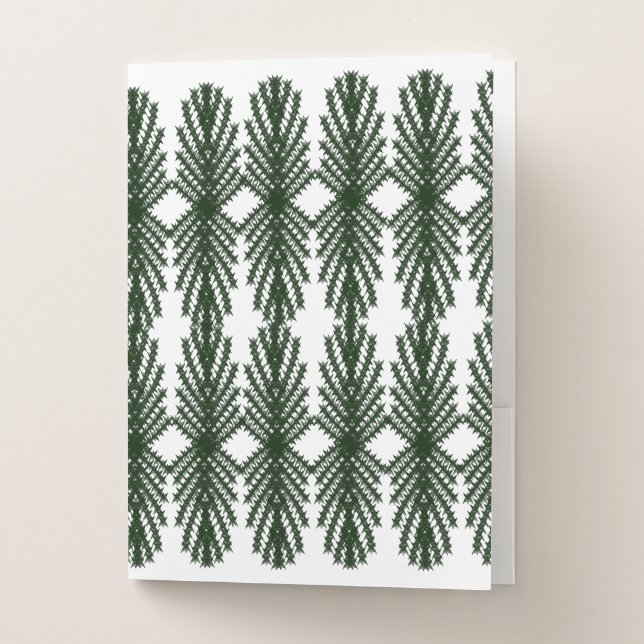 Custom Forest Green Pine Tree Abstract Pattern Pocket Folder (Front)