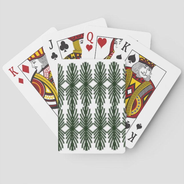 Custom Forest Green Pine Tree Abstract Pattern Poker Cards (Back)