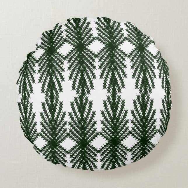Custom Forest Green Pine Tree Abstract Pattern Round Pillow (Front)