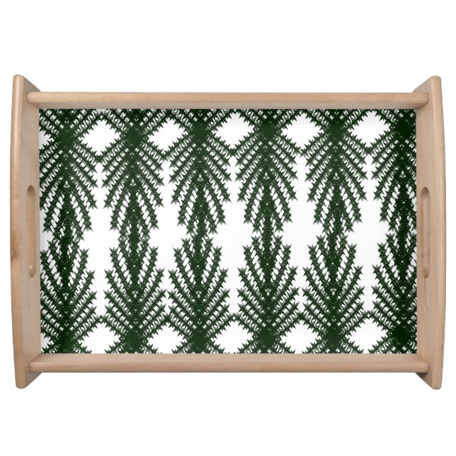 Custom Forest Green Pine Tree Abstract Pattern Serving Tray (Front)