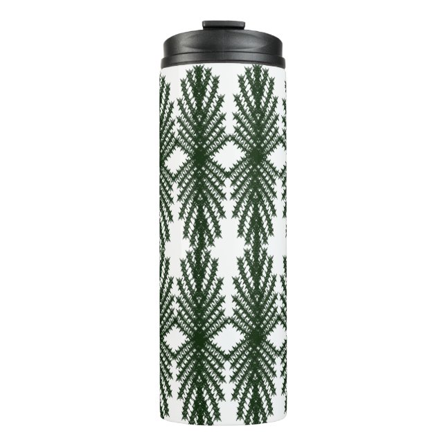 Custom Forest Green Pine Tree Abstract Pattern Thermal Tumbler (Front)