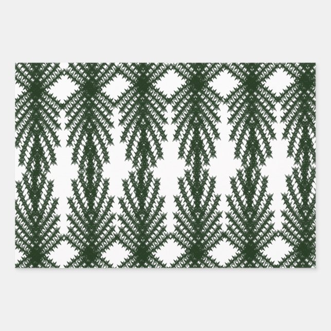 Custom Forest Green Pine Tree Abstract Pattern Wrapping Paper Sheets (Front)
