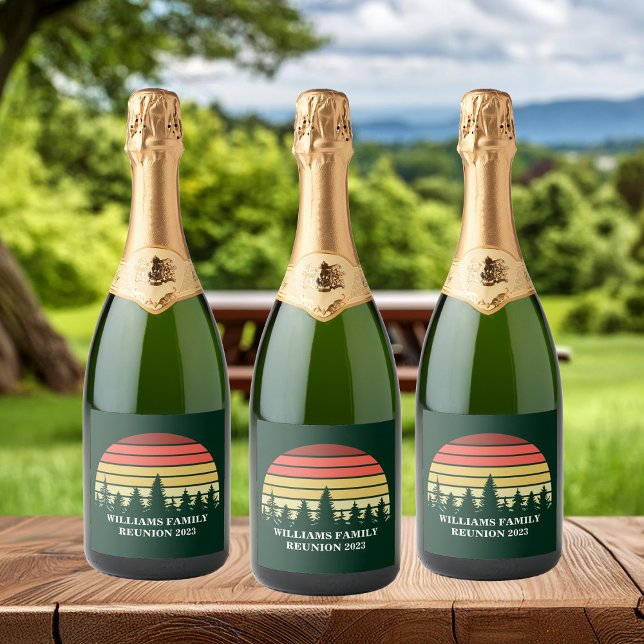 Custom Forest Sunset Family Reunion Party Sparkling Wine Label (Creator Uploaded)