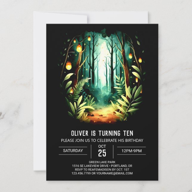 Custom Forest Whimsical Woodland Birthday Invitation (Front)