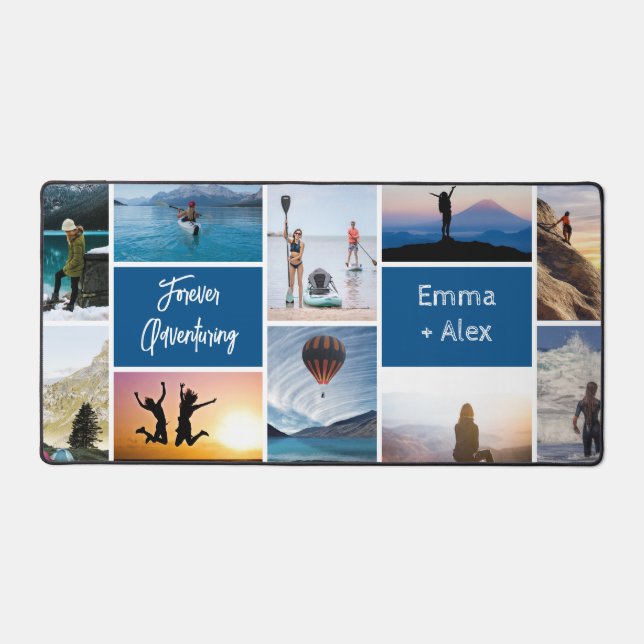 Custom Forever Adventuring 10 Photo Collage Desk Mat (Front)