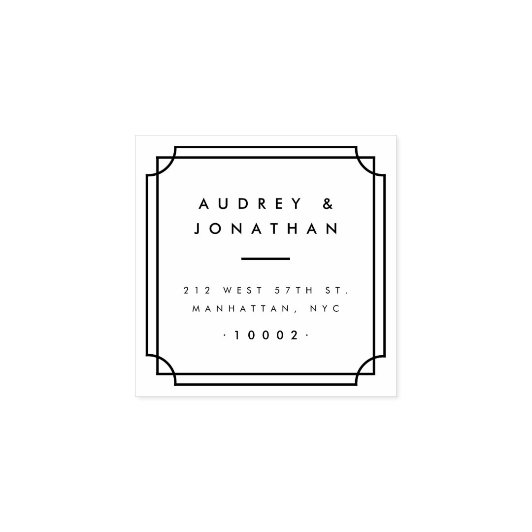 Custom Formal Square Frame Wedding Return Address Rubber Stamp | Zazzle