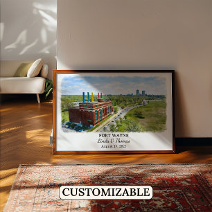 Custom Fort Wayne Wall Art, Indiana Poster