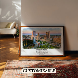Custom Fort Wayne Wall Art, Indiana Poster