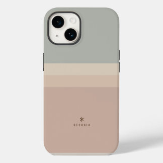 Custom Four Color Block Rose Pink Teal Big Name iPhone 14 Case