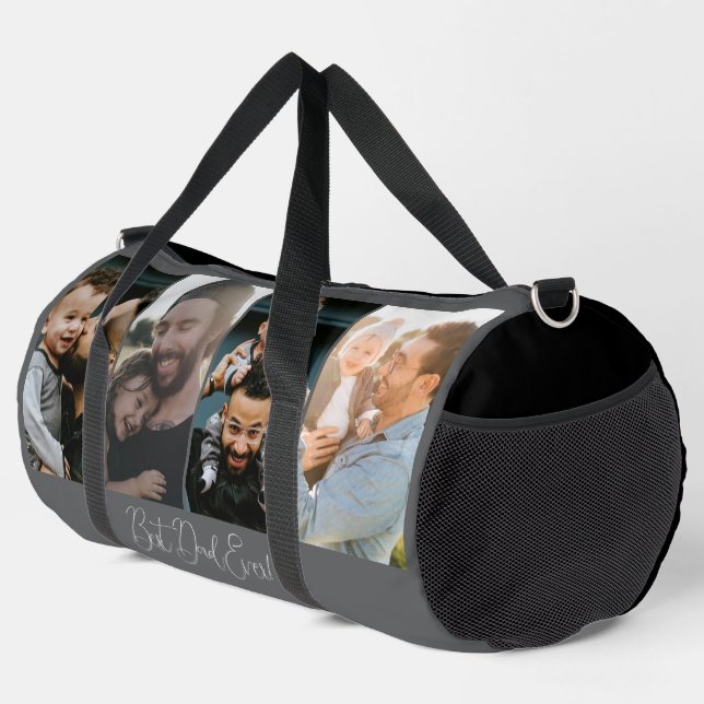 Custom Four Photo Collage Best Dad Ever Duffle Bag (Right Corner)