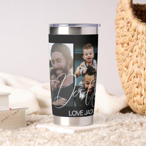Custom Four Photo Collage Best Dad Ever Insulated Tumbler