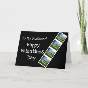 Custom Four Photo Collage Husband Valentines Holiday Card