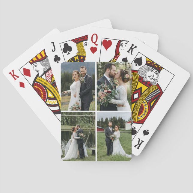 Custom Four Photo Collage Poker Cards (Back)
