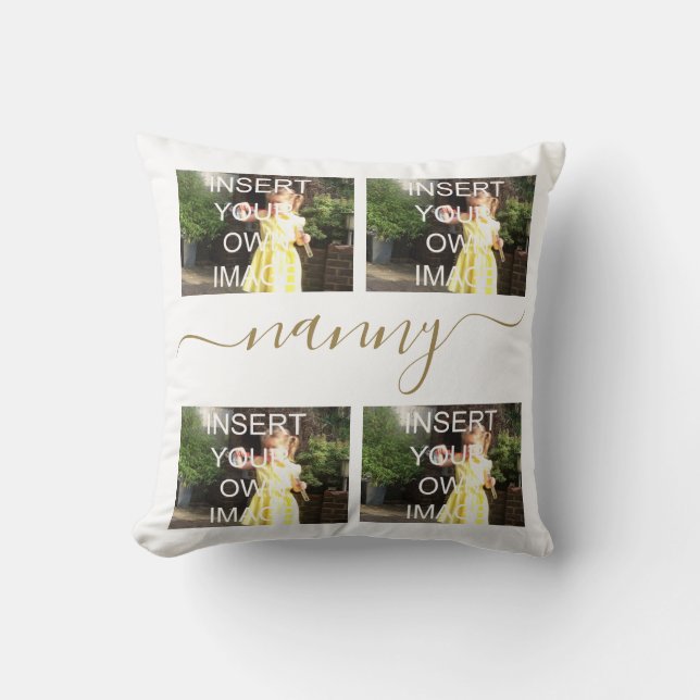 Custom Four Photo Family Nanny Throw Pillow (Front)