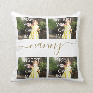 Custom Four Photo Family Nanny Throw Pillow