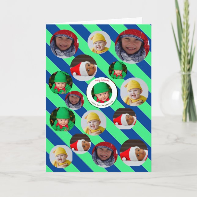 Custom Four-Photo 🎄 Festive Christmas Holiday Card (Front)