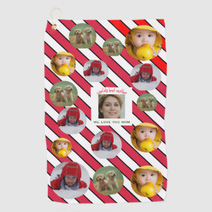 Custom Four-Photo 🎄 Holiday Best Mother Golf Towel