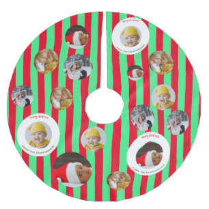 Custom Four-Photo 🎄 Holiday Christmas Brushed Polyester Tree Skirt
