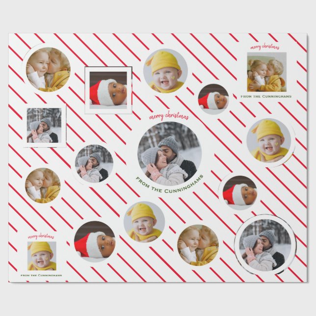 Custom Four-Photo 🎄 Holiday Christmas Gift Wrapping Paper (Flat)