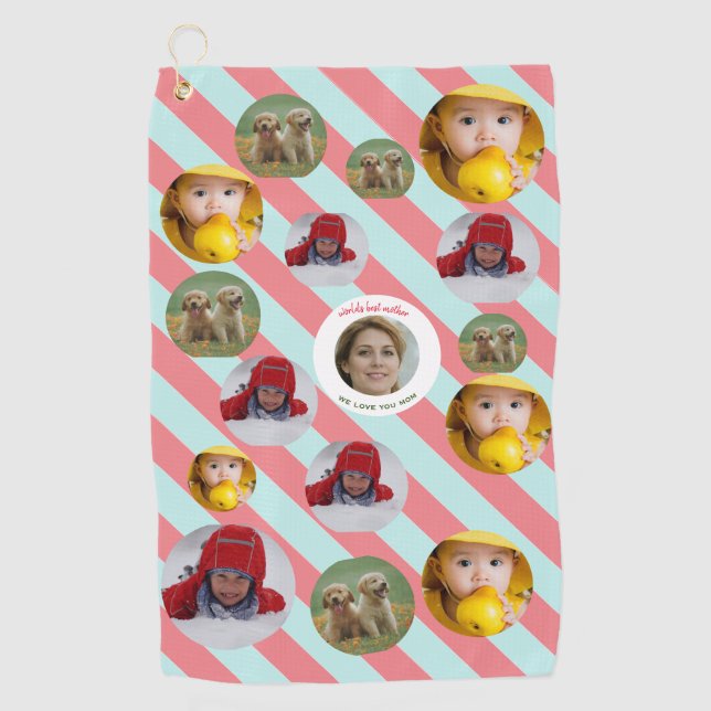 Custom Four-Photo 🎄 Holiday Christmas Golf Towel (Front)