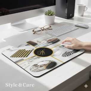 Custom Four Photo Monogram Design Perfect Mouse Pad
