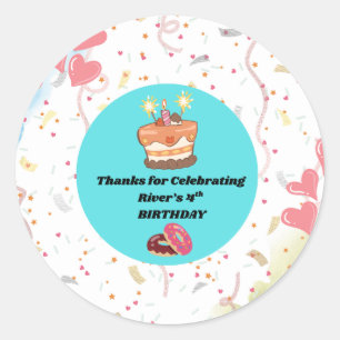 Custom Fourth Birthday Party Favor Classic Round Sticker