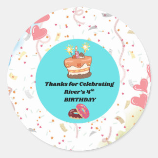Custom Fourth Birthday Party Favor Classic Round Sticker