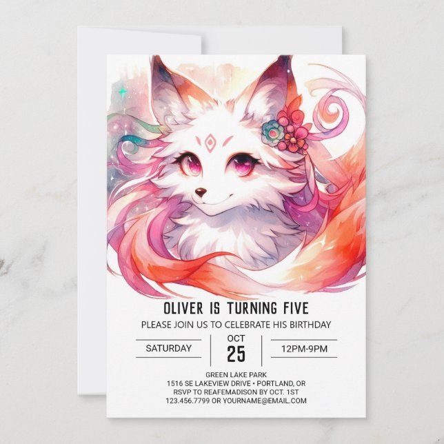Custom Fox Birthday Invitation (Front)