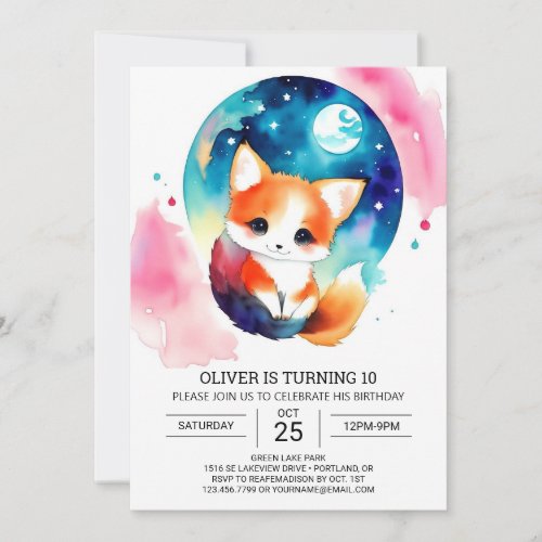 Custom Fox Birthday Party Invitation