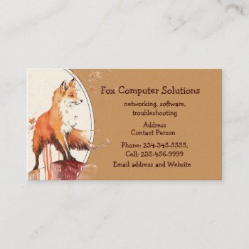 Custom Fox Computer Solutions Business Card by countrymousestudio at Zazzle