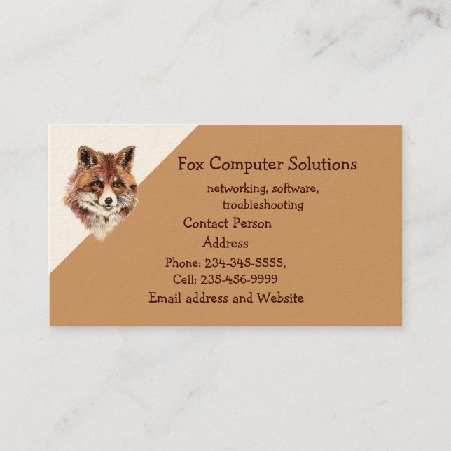 Custom Fox Computer Solutions Business Card (Front)
