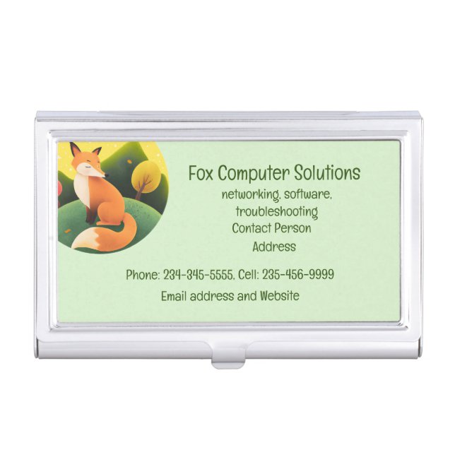 Custom Fox Computer Solutions Business Card Case (Front)