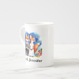 Custom Fox Couple Names Personalized Bone China Mug