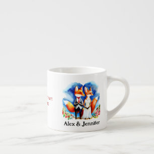 Custom Fox Couple Names Personalized Espresso Cup
