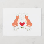 Custom Fox &amp; Hearts Print Invitation
