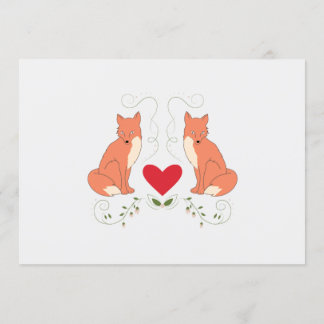 Custom Fox & Hearts Print Invitation