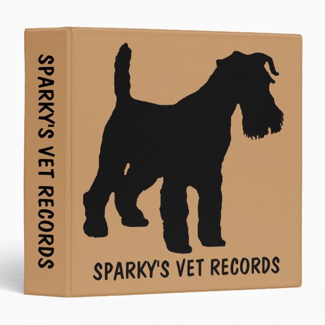 Custom Fox Terrier Dog Vet Records Binder (Front/Spine)