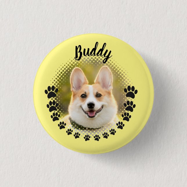 Custom Frame Dog Portrait Name Button (Front)