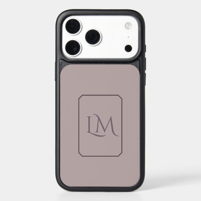 Custom Frame Monogram True Taupe Otterbox iPhone Case (Back)