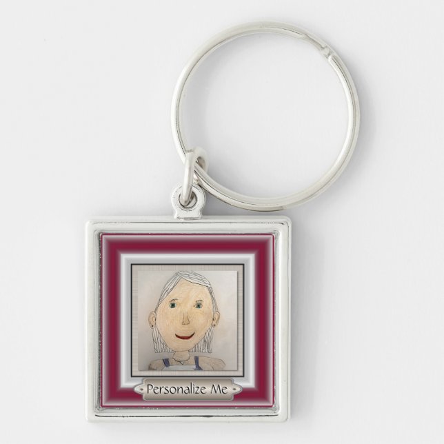 Custom Frame to Add Your Art Or Photo Keychain (Front)