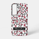 Custom Frangipani Pattern Fuchsia Pink and White Samsung Galaxy S22 Case
