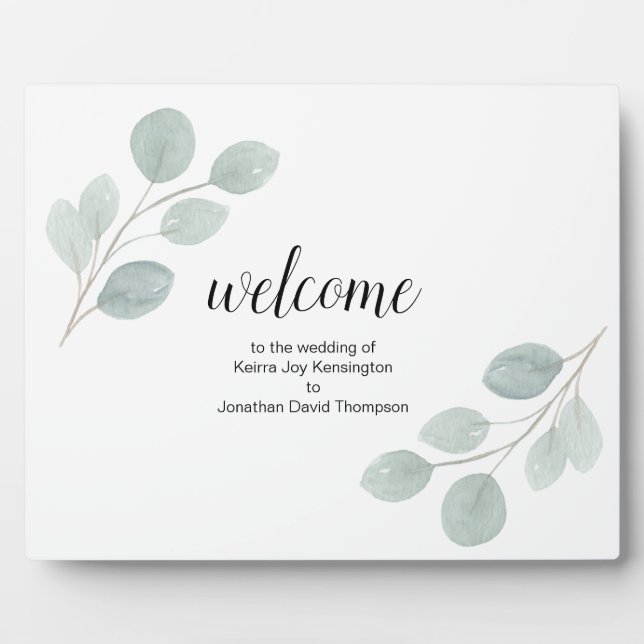 Custom Free standing Welcome Wedding Sign leaf Plaque (Front)