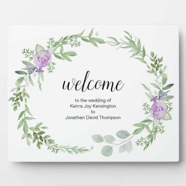 Custom Free standing Welcome Wedding Sign Plaque (Front)