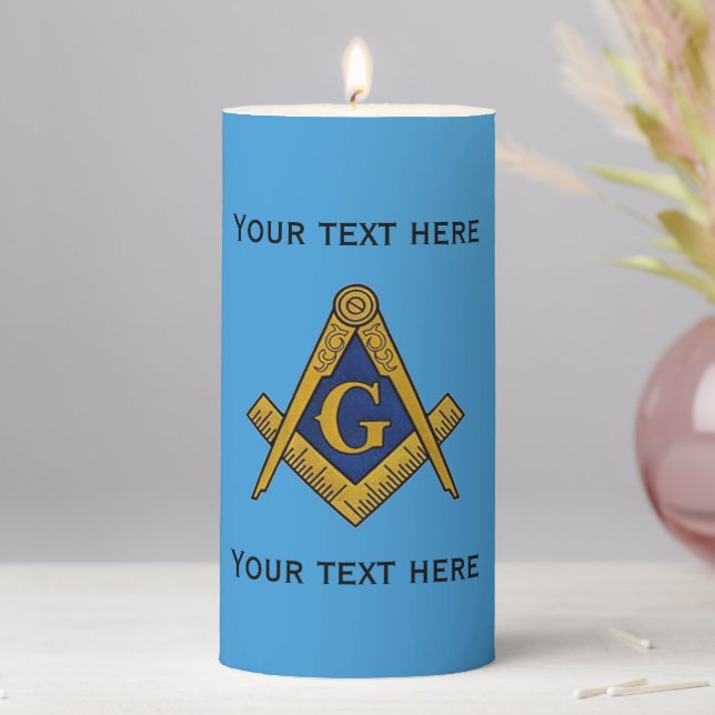 Custom Freemason Masonic Square and Compass  Pillar Candle (In Situ)