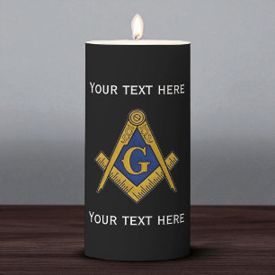 Custom Freemason Masonic Square and Compass  Pillar Candle