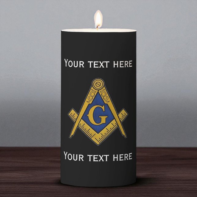 Custom Freemason Masonic Square and Compass  Pillar Candle (Creator Uploaded)