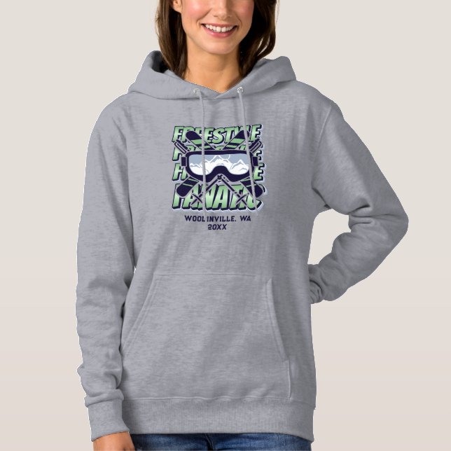 Custom Freestyle Skiing Location Date Name Hoodie (Front)