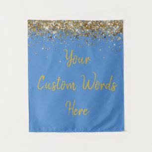 Custom French Blue Gold Birthday Party Photo Booth Tapestry