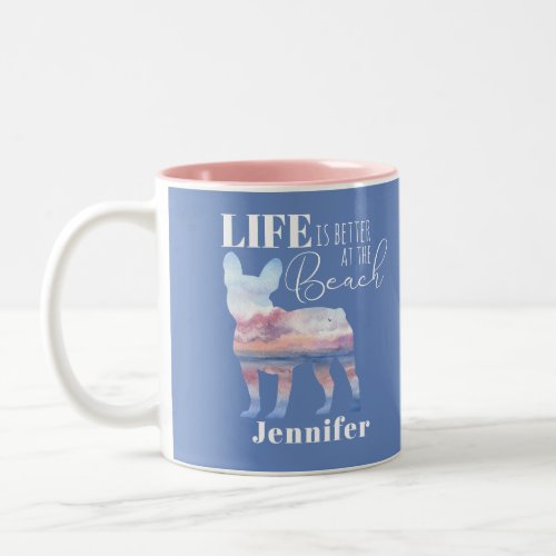 Custom French Bulldog Beach Scene Mug