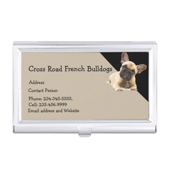 Custom French Bulldog Dog Pet Animal Logo  Business Card Case (Front)
